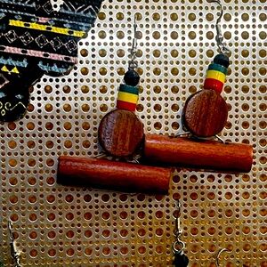 Handmade wooden earrings, from Senegal